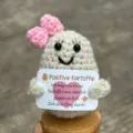 Handmade crochet positive potato plush doll ornament with pink bow and inspiring card, cute. - Female Positive Potato with Heart Card