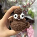 Handcrafted crochet funny doll plush pendant cute brown wool knit keychain car charm - Poop