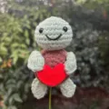 Handmade crochet emotional support turtle plush toy with red heart, cute stress relief gift. - Heart Sea Turtle