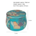 Spécifications de taille et de poids pour bougie parfumée en pot métal décoré - Printemps (Art Traditionnel)