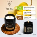 Geurige sojawas kaars set, langdurig aroma voor huisdecoratie en een ontspannend gezellig cadeau. - Ylang-Ylang / 200.00g / Zwarte Beker