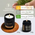 Geurkaars van sojawas in een zwarte glazen pot, langdurig aroma voor huisdecoratie en cadeau. - Rozemarijn / 200.00g / Zwarte Beker
