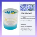 Handgemachte Wild Bluebell Duftkerze aus Sojawachs in einem stilvollen blau-weißen Glasgefäß - Wilde Glockenblume
