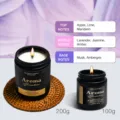 Zwarte geurkaarsen set van sojawas 200g en 100g met lavendel en eucalyptus geur. - Lavendel & eucalyptus / 200.00g / Zwarte Beker