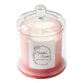Vela aromática de cera de soja rosa con tapa de campana de vidrio, regalo elegante. - Melocotón blanco Oolong