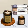 Scented soy wax candle in amber glass jar, 200g and 100g sizes, long lasting home fragrance. - Velvet Rose & Oud / 100.00g / Amber Cup
