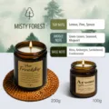 Scented soy wax candle in amber jar gift set with long lasting fragrance for home decor - Foggy Forest / 100.00g / Amber Cup