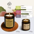 Scented soy wax candle in amber glass jar, long-lasting fragrance for home decor and gifts. - Fig / 100.00g / Amber Cup