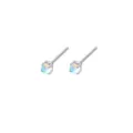 Minimalist S925 sterling silver moonstone stud earrings with a four-prong round design - Round Style (SE2620) / Silver