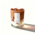 Geurkaars in ijskoffie design in glas met amberkleurige waxblokjes voor huisdecoratie - Energievol - Koffie / 240 g wasgewicht