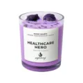 Purple crystal scented candle in glass jar with grapefruit fragrance for home decor and gifts. - Lavender