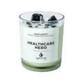 Scented candle in glass jar with smoky quartz crystals, grapefruit fragrance for home decor. - French Vanilla