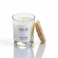 Scented soy candle in clear glass jar with wooden lid home decor ambient fragrance gift - Lavender