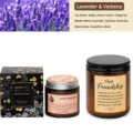Scented candle gift set in amber glass jar with box, aromatherapy wax for home decor. - Lavender & Eucalyptus