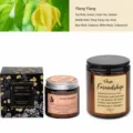 Scented candle set with ylang ylang fragrance in amber glass jars and gift box for home decor. - Ylang-Ylang