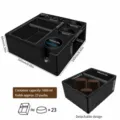 Multi-functional ABS coffee knock box and tamper station with integrated storage for espresso tools. - Black
