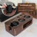 Solid wood coffee tamper station 8-in-1 multi-functional walnut distribution base holder - Walnut Color