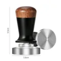 Stainless steel espresso coffee tamper with wooden handle and threaded base, 5.8cm size. - 51mm