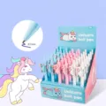 Cute unicorn retractable ballpoint pens set in 0.7mm tip with blue display box - Rainbow Unicorn Style (M-7506) / Single Piece