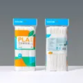 Pajitas biodegradables de PLA ecologicas, 6mm x 210mm, paquete de 50 unidades para bebidas. - Pajitas flexibles de 6x210mm envueltas en papel individual, 50 uds x 100 paquetes/caja