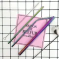 Juego de pajitas de acero inoxidable arcoíris reutilizables con cepillo de limpieza - Recto / 12*215mm / Blanco AB