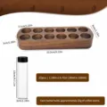 Walnut coffee bean storage tube rack, 12-piece sealed glass set with wooden display stand. - 12 Pieces / Black Cap