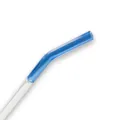 Close-up detail shot of the high borosilicate glass straw, showing the bent blue dual-color. - 8*200mm / Light Blue & Clear