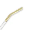 Detailed close-up view of the heat-resistant borosilicate glass straw with dual-color splicing. - 8*200mm / Yellow & Clear