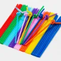 Kleurrijke wegwerp kunststof drinkrietjes met flexibel buigbaar ontwerp voor feestjes. - 6*260 mm / 100 stuks / mix van 8 kleuren