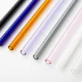 Colorful glass drinking straws, heat-resistant reusable smoothie straws in assorted colors. - Clear / 8*200mm Straight
