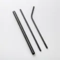 Stainless steel metal straw set variant, including straight and bent straws for drinks. - Black