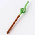 Colored glass twisted straw, heat-resistant cute curved coffee stirring rod variant. - Style C / 8*194mm / Green and Amber