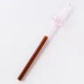 Cute pink and brown glass straw with unique twist design, heat resistant coffee stirrer, 1pc - Style C / 8*194mm / Pink and Amber