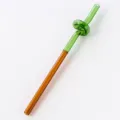 Colorful glass twisted straw heat-resistant coffee stirrer cute curved drinking tube - Style D / 8*194mm / Green and Amber