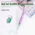 Green DIY nail art graffiti marker pen for fine line painting and waterproof designs - 0.5mm Pen Point / Green