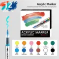 Rotuladores acrílicos 72 colores punta de pincel suave DIY graffiti pintura carta de colores - Set de tinta líquida - 12 colores