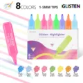 Set of 8 shimmering fluorescent highlighters with 1-5mm chisel tips for creative journaling. - Chisel Tip / 8 Pieces/Pack