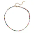 Vintage handmade colorful beaded necklace with gold-toned extender chain - Length 42cm + Extension 8cm / Multicolor Necklace