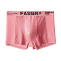 Men's ice silk breathable boxer briefs in pink with mesh panels and comfortable elastic waistband. - Pink