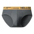 Men's mid-waist breathable elastic briefs comfortable solid color underwear with stylish waistband. - L / Dark Gray