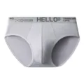 Men's grey breathable briefs comfortable stretch mid-waist solid color underwear for daily wear - L / Light Gray