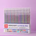 36-delige glitter gelpen set met 1,0 mm kogelpunt voor kleurrijk journaling en tekenen. - Kleur 36