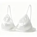 Witte satijnen bralette driehoek cup beugelbeha comfortabel ademende dames lingerie. - L / Wit