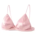 Roze satijnen beha zonder beugel met driehoekscup, comfortabele pasvorm, elegante lingerie. - L / Roze