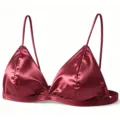Dames satijn beugelloos driehoek bralette comfortabel glad zacht bandje bh donkerrood - L / Bordeauxrood