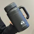 Large capacity 316 stainless steel insulated thermos bottle with portable handle - 316 Stainless Steel Liner / 1000ml (With Tea Infuser) / Black