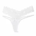 White lace thong underwear with delicate bow, lightweight breathable comfortable fit - S / White