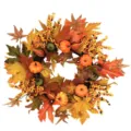 Vibrant autumn harvest wreath featuring mini pumpkins, berries and maple leaves detail - Autumn Wreath / 45cm