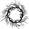 Detailed view of artificial black withered branch Halloween wreath for indoor decoration - Double Layer Style