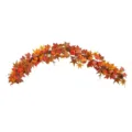 Detailed view of autumn garland featuring maple leaves, pumpkins and pine cones - Autumn Garland / 1.5m